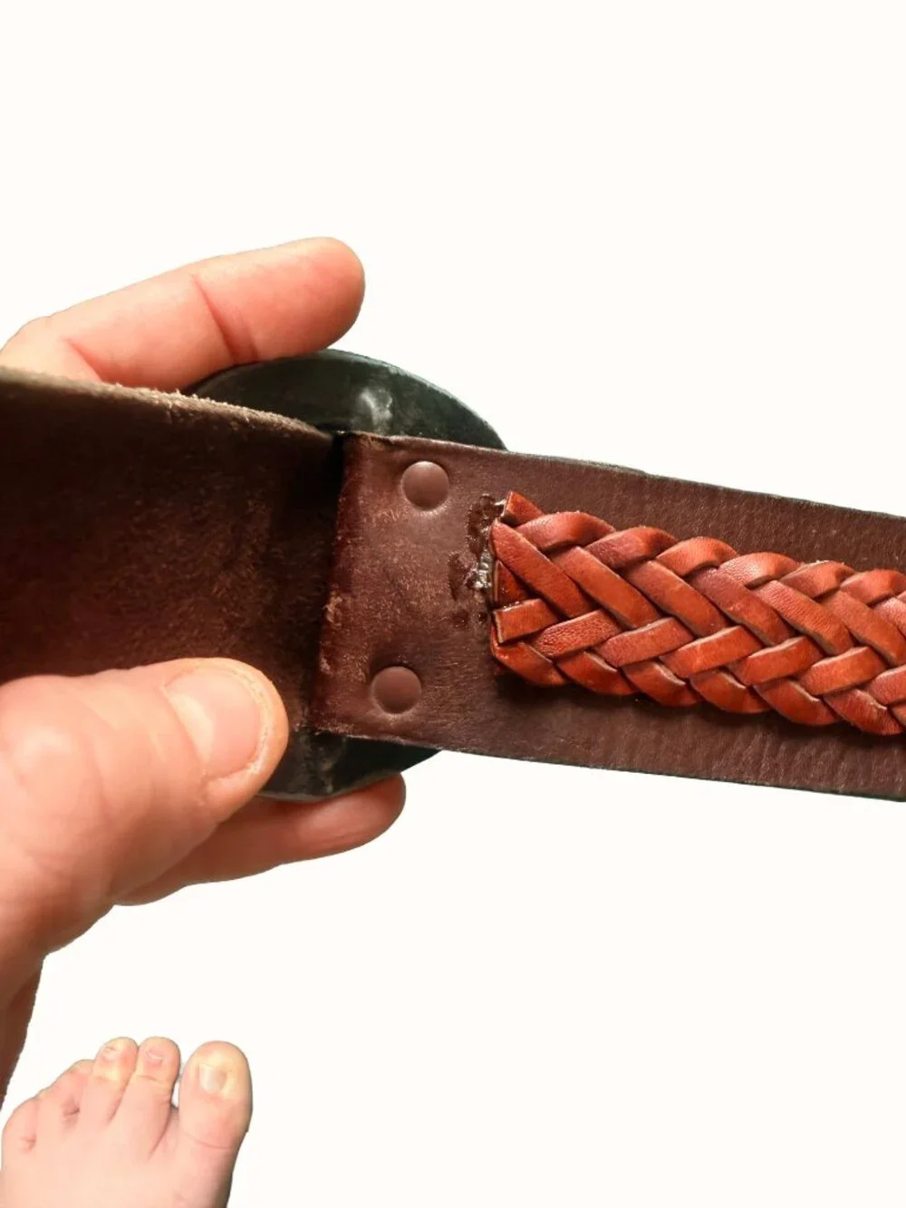 Unbranded Braided Leather Cinch Belt – Boho Western Oval Buckle, 38